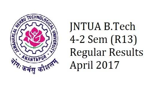 JNTUA B.Tech 4-2 Sem (R13) Regular Results April 2017 are released