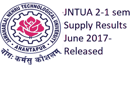 JNTUA 2-1 Sem B.Tech/B.Pharm (R15, R13) Supply Results June 2017 | JNTUA 2-1 Sem Supply Results