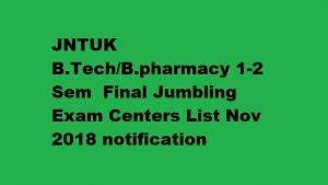 JNTUK B.Tech B.pharmacy 1 2 Sem Final Jumbling Exam Centers