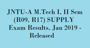 JNTUA M.Tech 2nd Sem Supply Results 2019 , JNTUA M.Tech Supply Results 2019 , JNTUA M.Tech 1st Sem (R09) Supply Exam Results Jan/Feb 2019 , JNTUA M.Tech 1st Sem Supply Results 2019 , JNTUA M.Tech 2nd Sem (R09) Supply Exam Results Jan/Feb 2019 notification , JNTUA M.Tech 2nd Sem (R17) Supply Exam Results Jan/Feb 2019