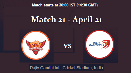 Match 21 - SRH vs DD - IPL 2017 2
